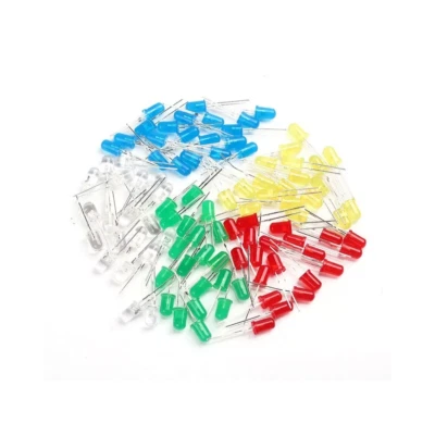 KIT 25 DIODOS LEDS 5MM  VERDE BLANCO ROJO AZUL AMARILLO ARDUINO RASPBERRYPI PIC - Imagen 1 de 4