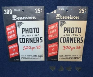 Vintage No 425 Dennison photo Mounting Corners black 1 Sealed Package 300 1 open - Picture 1 of 2