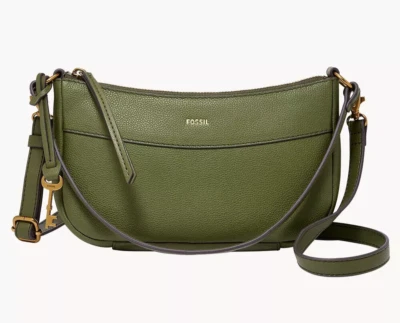 Nuevo Bolso Bandolera Fossil Skylar Baguette Cuero Verde Musgo Foto 1 de 4