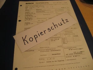 Auto Union F 102 Bj. 1964-65  - orig. Bosch Testwerte-Blatt - Bild 1 von 2