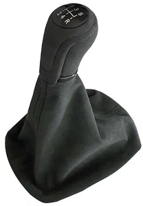 FÜR AUDI A4 B5  94-01 5 GANG VOLL ALCANTARA SCHALTKNAUF SCHALTSACK NAHT SCHWARZ - Bild 1 von 2