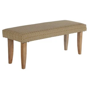 Banco comedor blanco/dorado patas madera taburete tapizado 120x48x40cm pasillo - Imagen 1 de 6