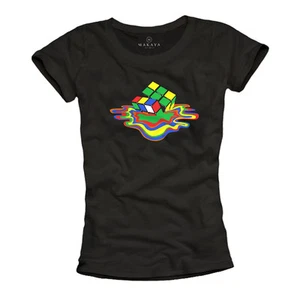 DAMEN NERD T-SHIRT MIT SCHMELZENDER WÜRFELTHEORIE - TOP GEEK MÄDCHEN T-SHIRT - Bild 1 von 1
