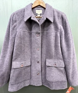 LL Bean Mantel Damen XL Lila Wollmischung Gefüttert Isoliert Knopf Tasche Jacke Neu - Bild 1 von 16