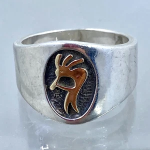 M.M. Rogers Navajo Sterling 14K Kokopeli Ring Sz 9 1/2 - Picture 1 of 11