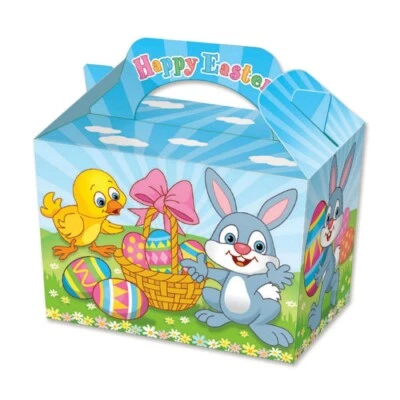 PLAYWRITE GROUP 20 Easter Party Boxes - Food Loot Lunch Cardboard Gift Childrens Kids Bunny