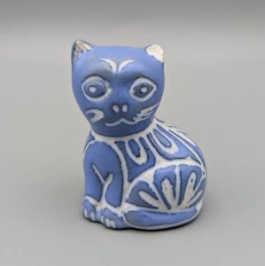 Vintage Pablo Zabal chilenisch blaues Katzenkätzchen 2" Keramik Miniatur Figur - Bild 1 von 12