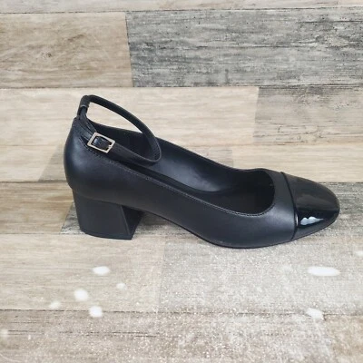 Steve Madden Eli Womens Shoes Sz 8.5 M Black Faux Leather Ankle Strap Pumps - Image 1 of 4