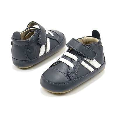 Baby Boy Navy Sneaker Old Soles High Roller Blue Leather Crib Shoes New - Image 1 of 4