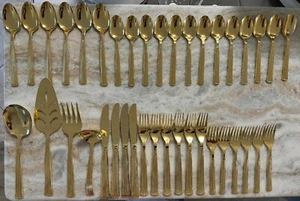 39pc Tosca Gold Electroplate by Cosmos 18/10 Japan Ribbed silverware - Picture 1 of 19