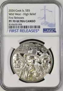 2024 Cook Islands Legends Wild West 1oz Silbermünze $ 5 NGC 70 FR CIT - Bild 1 von 5