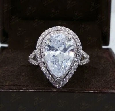 Modern 3.00 Ct Pear Cut Off White Treated Diamond Band 925 Sterling Silver - Image 1 of 4
