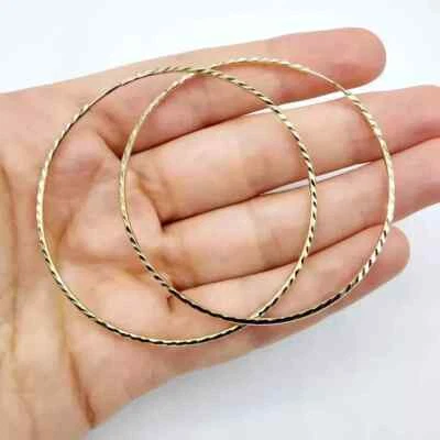 Beautiful 14K Yellow Gold Plated High Polish Finish 50Mm Large Hoop Earrings - Image 1 of 4