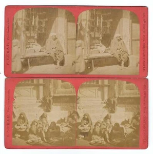 Konvolut 4 Pascal Sebah Stereoviews, Kairo, Ägypten, Kaufleute, 1870er Jahre - Bild 1 von 4