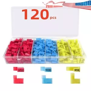 (120pcs) 22-10 Gauge Right Angle Spades Flag Connectors Quick Wire Terminals - Picture 1 of 12