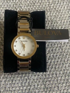 Ladies Bulova Diamond White Pearl Dial Wristwatch 98P180 - Picture 1 of 4