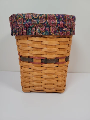 1995 Longaberger Waste Basket Trash Mini Small 10” X 7.5” Square Liner Protector Cover