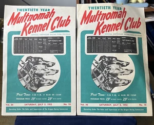 Vintage Set Of 2 Greyhound Racing Programs July 5,1952 Multonomah Kennel Club - Picture 1 of 10