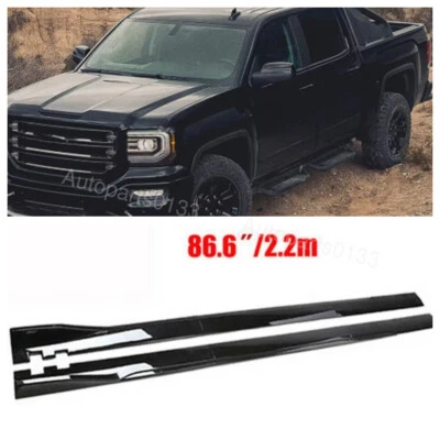 For GMC for Sierra 1500 86.6" Glossy Side Skirt Rocker Panel Lip Splitter US - Imagem 1 de 4