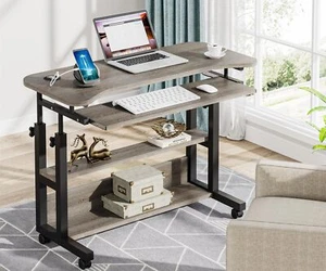 Height Adjustable Mobile Computer Laptop Table with Keyboard Tray for Sofa Bed - Picture 1 of 18