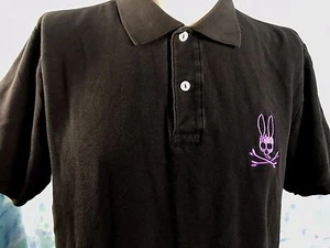 Psycho Bunny schwarz Polo 100 % Pima Baumwolle Kurzarm Shirt lila Logo 5 (M)  - Bild 1 von 4