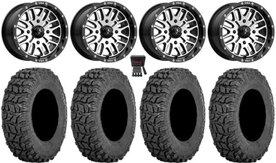 MSA Machined Brute 14" Wheels 28" Coyote Tires Kawasaki Mule Pro FXT KRX / - Imagem 1 de 4