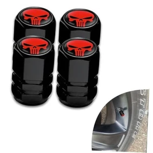  Autoreifen Ventilschaftkappen, Luftkappen Abdeckung mit Totenkopfmuster, Staub 4 Stück rot - Bild 1 von 7