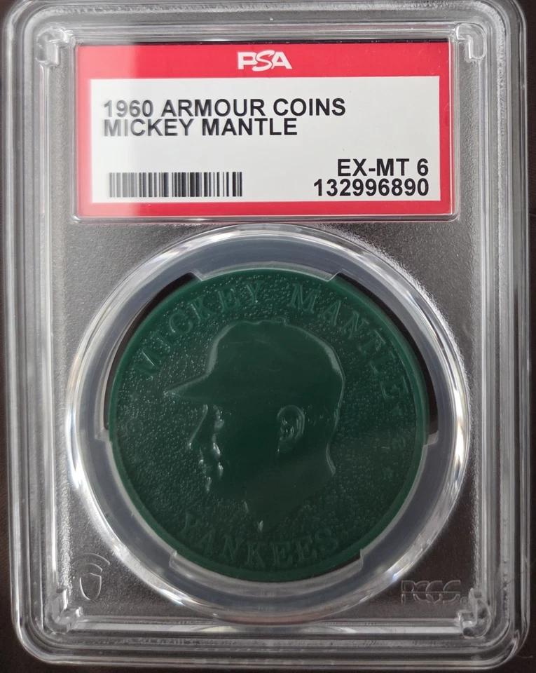 1960 Armour Coin Mickey Mantle Dark Green Psa 6 - Image 1 of 1