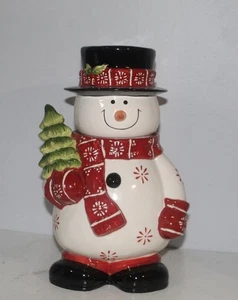 Vintage Pacific Rim Snowman Christmas 13" Ceramic Cookie Jar - Picture 1 of 3
