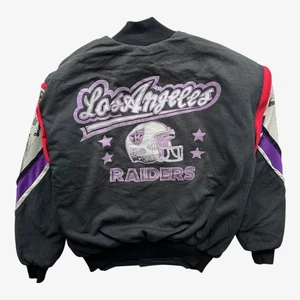 Vintage 80s NFL Los Angeles Raiders American Football Print Varsity Jacket Retro - Bild 1 von 8