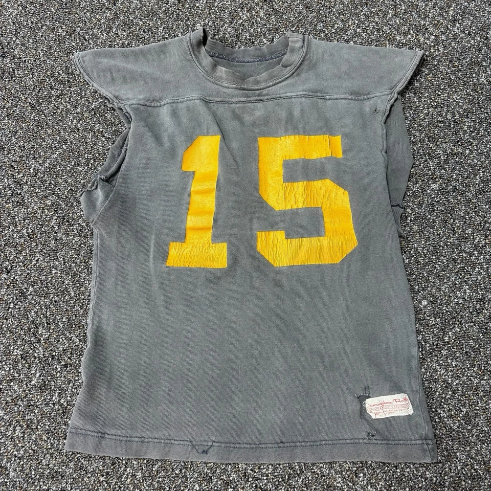 Camiseta sin mangas deportiva True Vintage años 50 negra de algodón descolorida picada Xs rara Foto 1 de 4