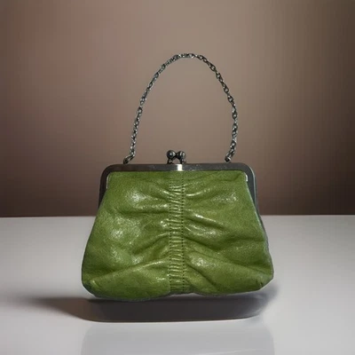 "Mini bolso de mano Hobo International de cuero verde doble vintage 5x4x1"""  Foto 1 de 4