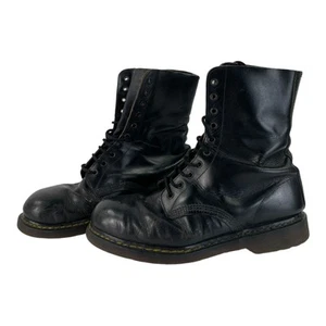 Vintage Dr Martens 1970's Black Made England Boots Men's Toe Steel Shoes UK 12 - Picture 1 of 6