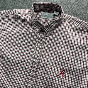 Cutter & Buck Alabama Crimson Tide Men's Large Plaid Oxford Button Collar Shirt - Picture 1 of 8
