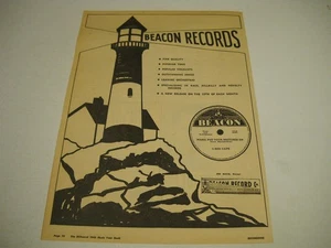 BEACON RECORDS NY Specializing RACE - HILLBILLY - NOVEDAD 1943 Promo Display Ad - Imagen 1 de 1
