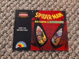 Spider-Man Return of the Sinister Six Manual de instrucciones Folleto Nintendo Nes