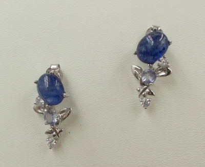 Saphir, Tansanit - Ohrstecker, Ohrhänger,  Sterlingsilber 925 - Bild 1 von 4