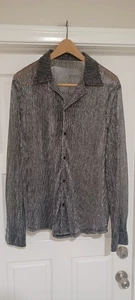 Retro Disco Nightclub Sequin Shirt For Men Sparkly Party Dance Tops XL - Picture 1 of 3