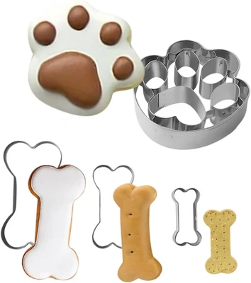 Ausstecher Keksausstecher 4 Stück Edelstahl Hund Pfote Knochen Prägeform Backen - Bild 1 von 4