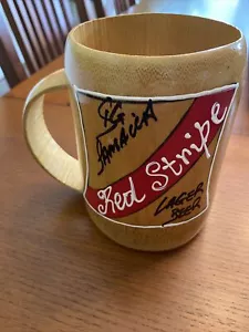 Red Stripe Lager Beer Wooden Souvenir Mug Jamaica READ - Picture 1 of 9