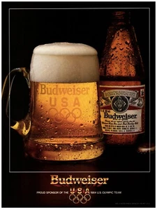 PRINT AD, 1984 Budweiser Beer Stein & Bottle '84 US Olympic Team USA Los Angeles - Picture 1 of 1