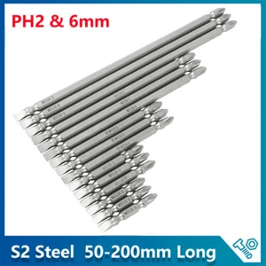 Double Ended Bits Phillips(PH2)/Slotted(6mm) Screwdriver Bits Magnetic 50-200mm - Picture 1 of 13