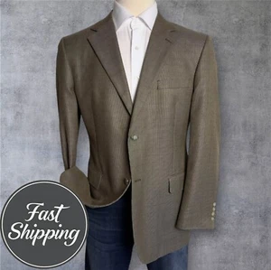 ANDREW FEZZA Mens Blazer Sport Coat Two Button Jacket 42R SILK/WOOL Brown suit - Picture 1 of 10