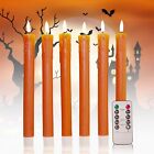 Eywamage Orange Dripping Wax Flameless Taper Candles with Remote Flickering