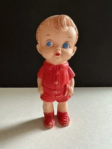 1958 Edward Mobley Co. / Arrow Rubber Blue Eyed Boy Squeaker Doll 7 1/2" Works!! - Picture 1 of 16