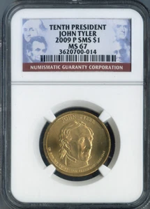 2009-P John Tyler Dollar NGC MS67 SMS - 10th U.S. President - Picture 1 of 2
