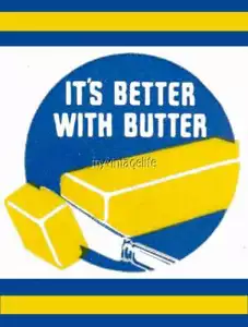 IT'S BETTER WITH BUTTER  2" x 3" Fridge MAGNET vintage Art BUTTER LOVES - Picture 1 of 3