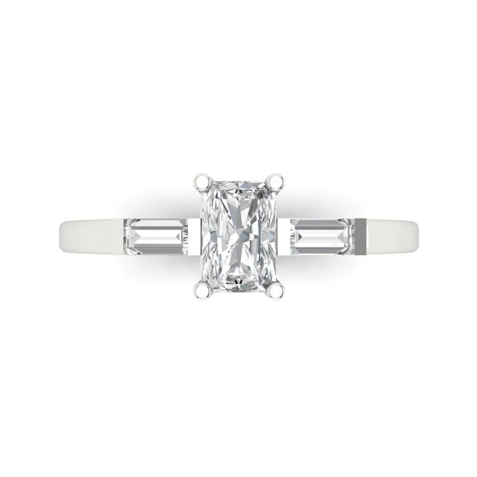 0.8 cttw Baguette Cut White Sapphire Three-Stone Gold Ring - Anniversary Gift - Image 1 of 1