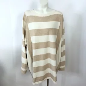 J. Jill Plus 3X Tunic Sweater Dress Women's Pullover Striped Beige MINT - Picture 1 of 16