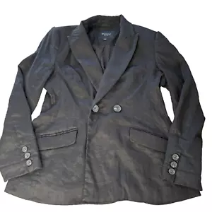 Basque Jacket Womens 8 Blazer Black Linen Long Sleeve Business Casual Corporate - Picture 1 of 11